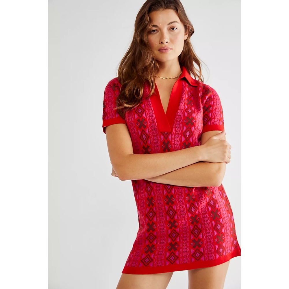 Free People Kitt Mini Dress, Berry Combo